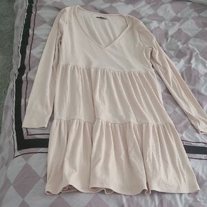 Wild Fable Light Pink Tiered Long Sleeve Dress